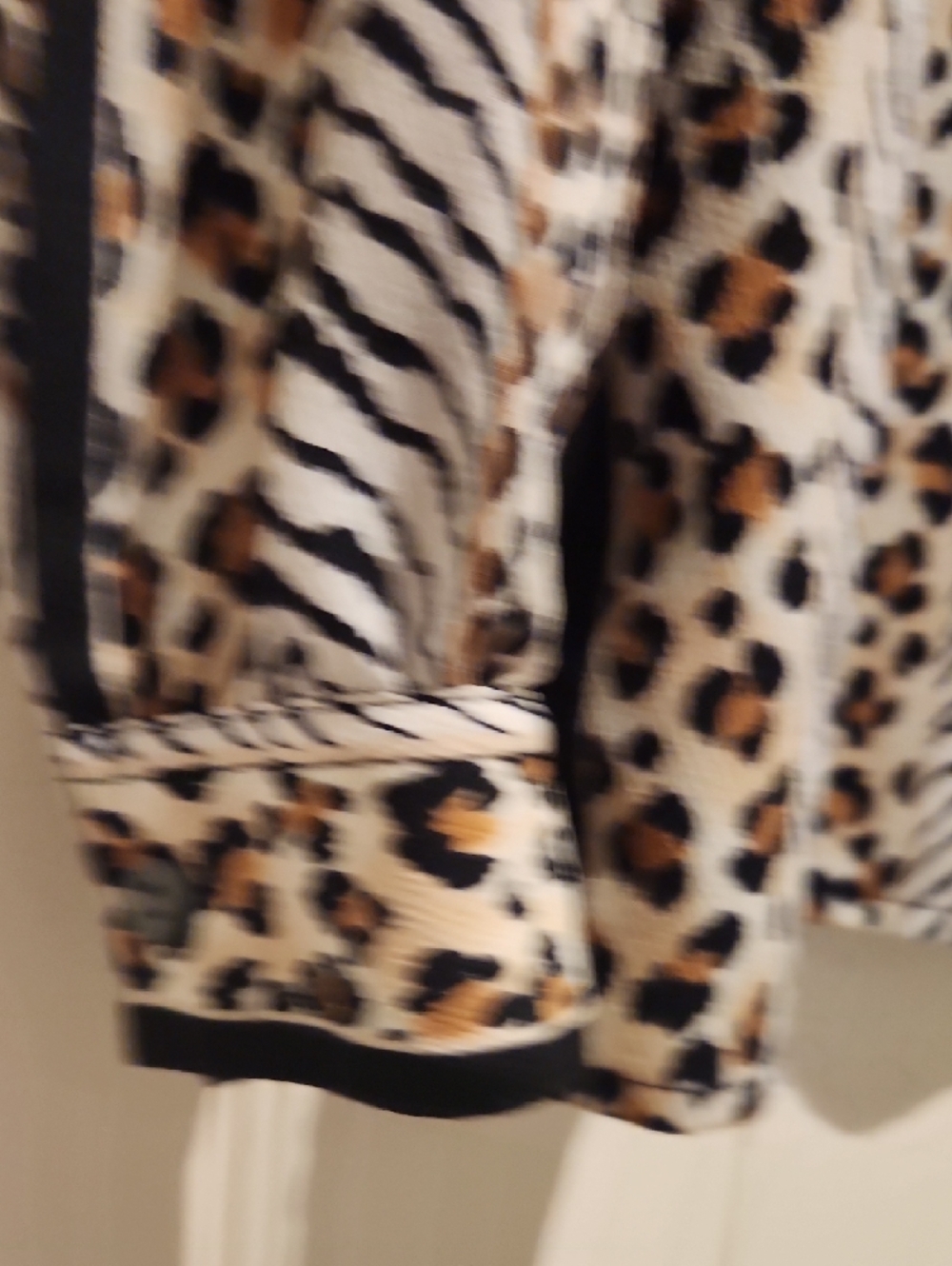 Allison Daley Animal Print Button-Up Blouse in Black, White & Tan - Picture 4 of 8